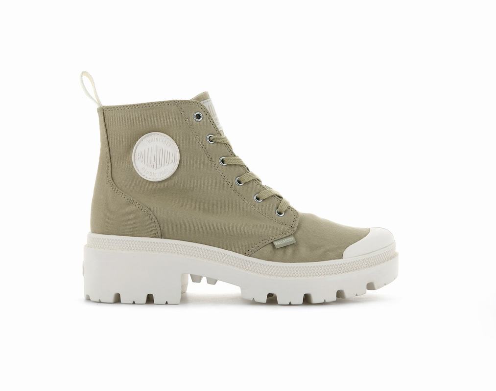 Palladium Pallabase Twill Womens Boots Green Australia [WHVZSJ-386]